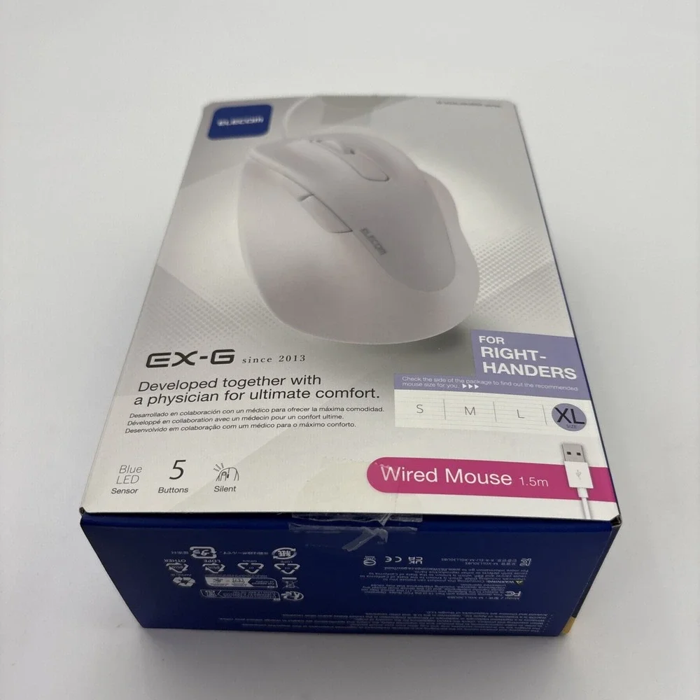 ELECOM EX-G Wired Bluetooth Mouse, Large Size, Right-Hand Compatible